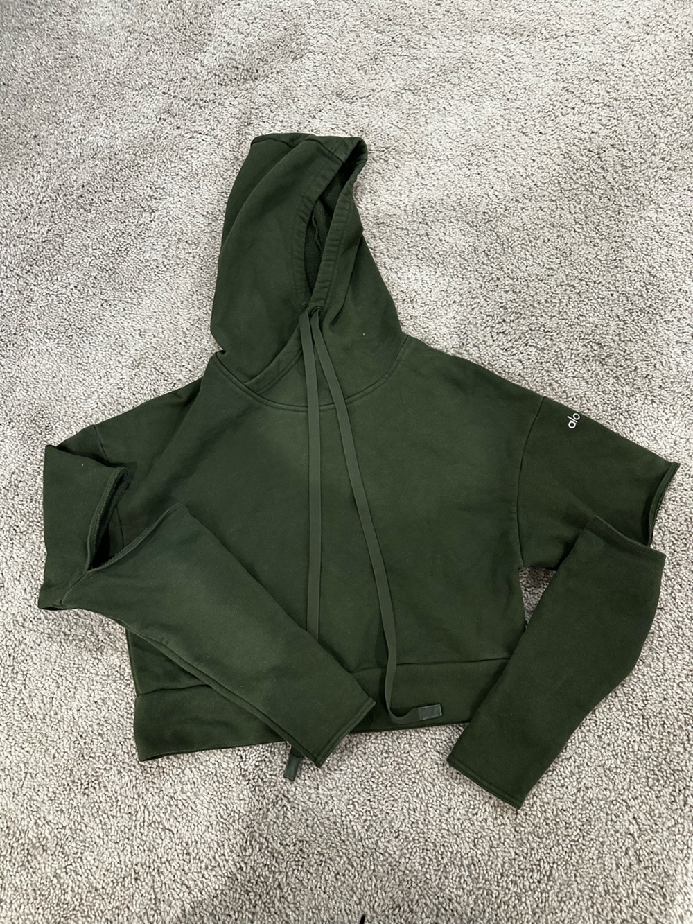 ALO Olive Green Women's Hooded Sweatshirt - Picture 2 of 4